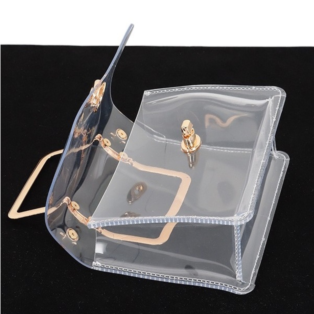 Clear PVC Stadium Bag with Metallic Trim - Transparent - Picture 4 of 6